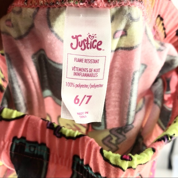 Justice Size 6/7 Peach Emoji Chill Day Pajama Set w/ Short Sleeves & Pants - Picture 2 of 4